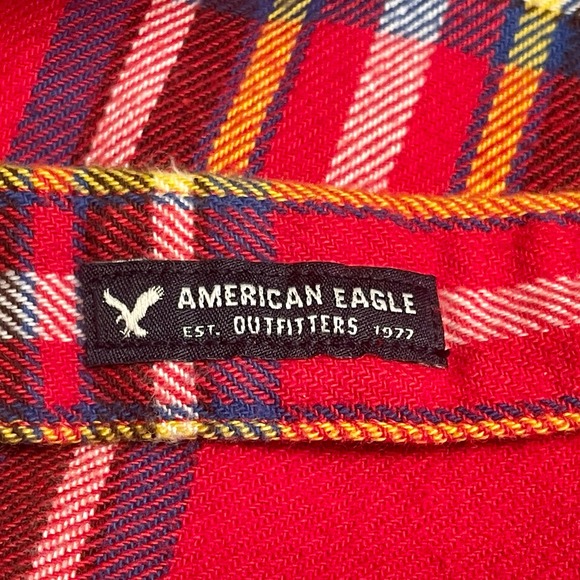 American Eagle Plaid Soft Flannel Shirt Button Up Mens Medium Red 611:S1403 - Picture 4 of 9